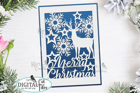 Deer Christmas Card Svg Cricut Joy MAker Graphic By Cornelia Creative