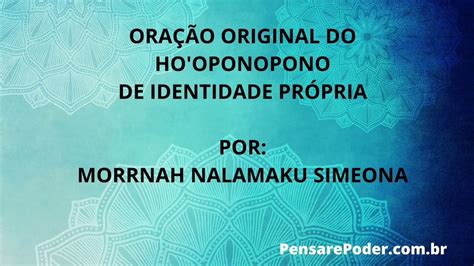 Oração Original do Hooponopono YouTube