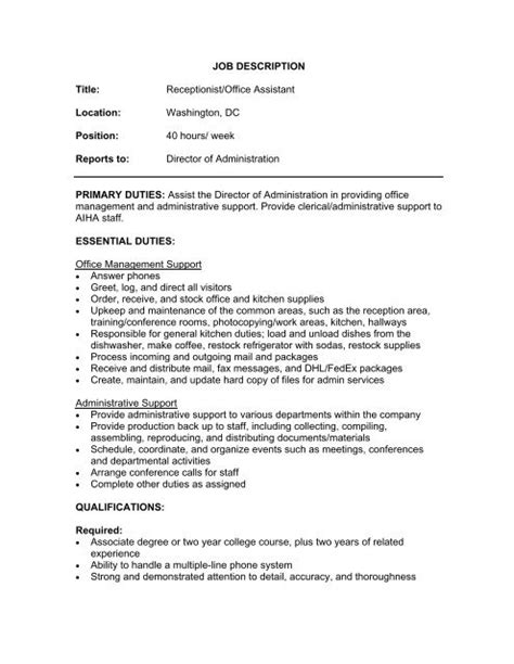 Arriba 65 Imagen Office Assistant Job Description Abzlocalmx