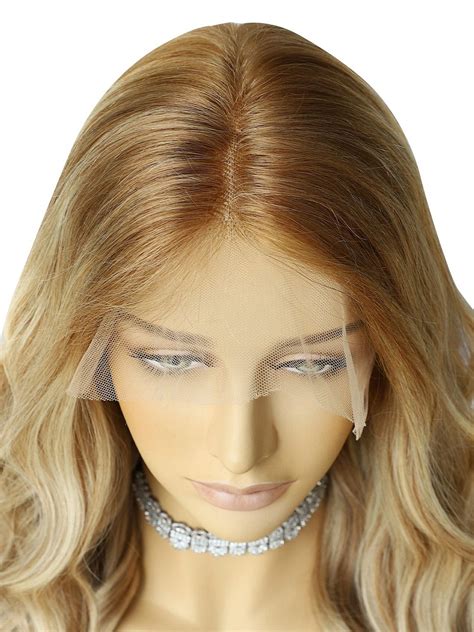 Beautiful Blonde Ombre Wavy Premium Human Hair Invisible Lace Wig WIG Wigs WigShe