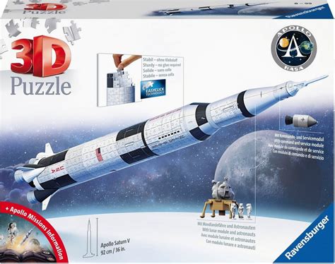 Ravensburger 3D-Puzzle Apollo Saturn V Rakete, 440 Puzzleteile, Made in ...