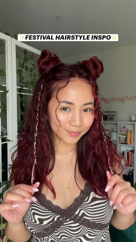 Festival Hairstyle Cute Hairstyle Space Buns Braids Red Hair Coachella Hairstyle Hair