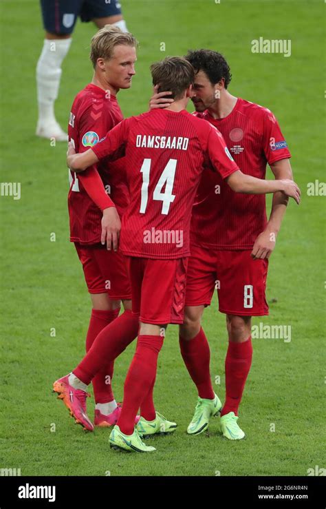 Mikkel Damsgaard Thomas Delaney Celebrate Goal England V Denmark