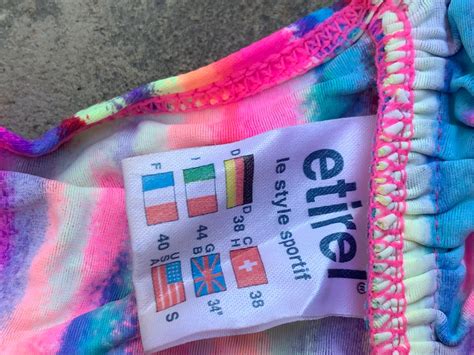 Vintage 1980s Bikini Set Neon High Leg Lycra Swimsuit Pink Purple Striped Watercolo High Waisted