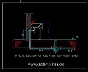 Typical Section Of Counter Top Wash Basin Cad Template Dwg Cad Templates