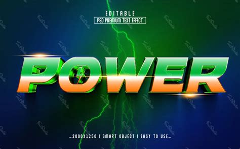 Power Battery Storm Green Lightning 3D Text Effect | Photoshop PREMIUM ...