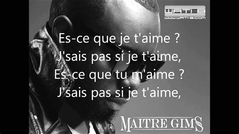 Maitre Gims Es Ce Que Tu Maime Lyrics Youtube