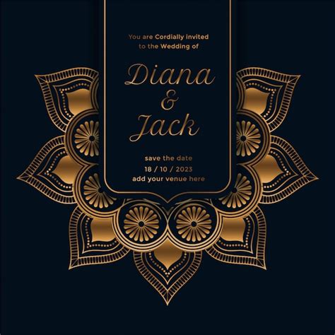 Royal Wedding Invitation Template with Mandala Design - HD Stock Images