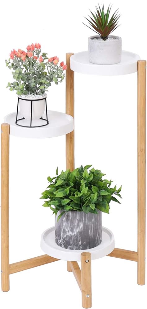 The Lux Bamboo Plant Stand 3 Tier Tall Flower Stand Corner Shelf