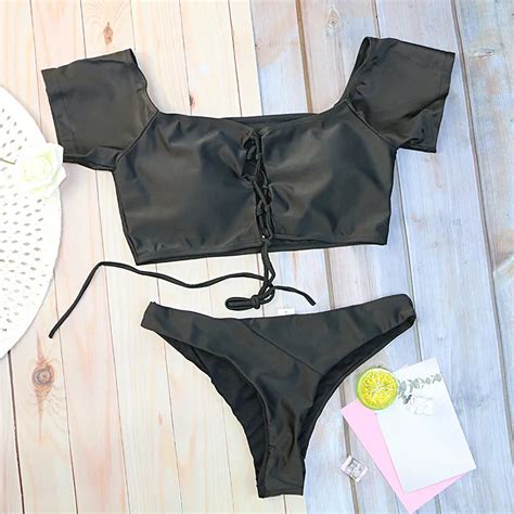 2020 Yeni Kızlar Bikinis Seti Bikini Mayo Kadın Mayo Katı Baskı Düşük Bel Tanga Satışa Toptan