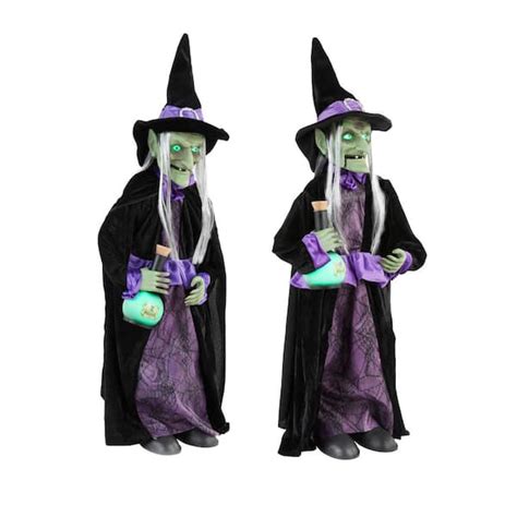 Home Accents Holiday 3 Ft Animated Led Potion Witch Set Of 2 23pa36841 The Home Depot