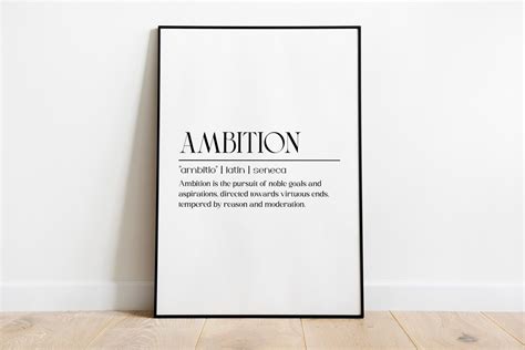 Ambition Poster Minimalist Motivational Wall Art Quotes Print Painting