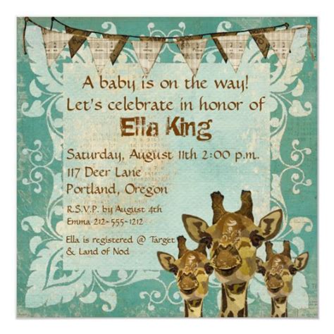 Golden Damask Blue Baby Invitation | Zazzle