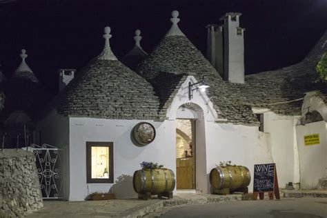 Night View of a Traditional Restaurant in the Town of Alberobello ...