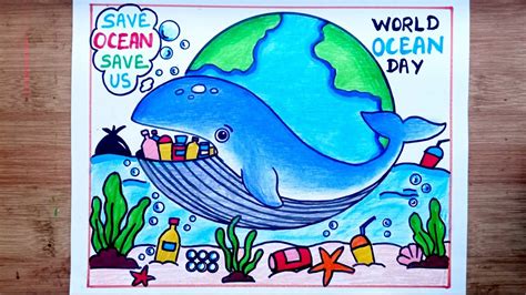 World Ocean Day Drawing World Ocean Day Poster Save Ocean Poster