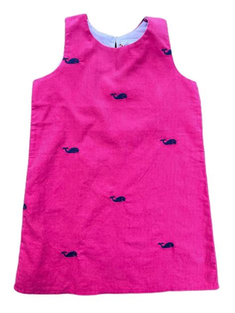 Hot Pink Corduroy Jumper Dress With Embroidered Navy Whales Corduroy Turtle Neck How To Wear