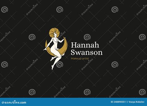 Esoteric Magic Naked Body Woman Sitting On Half Moon Spiritual Practice Meditation Logo Vector