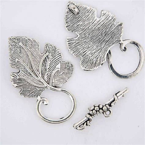 Leaf Toggle Clasp · Antique Silver Plated Finding · 6 Sets Finding Tejas Beads