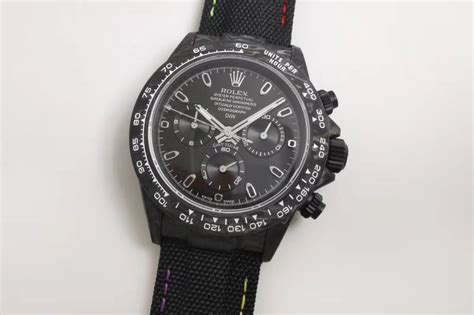 Rolex Diw Ntpt Carbon Daytona Black Dial On Black Fabric Strap A7750