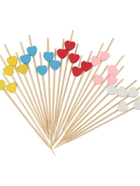 Counts Multi Color Heart Fancy Toothpicks For Appetizers Inch