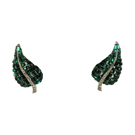 Ciner Invisibly Set Emerald Earrings For Sale At 1stdibs