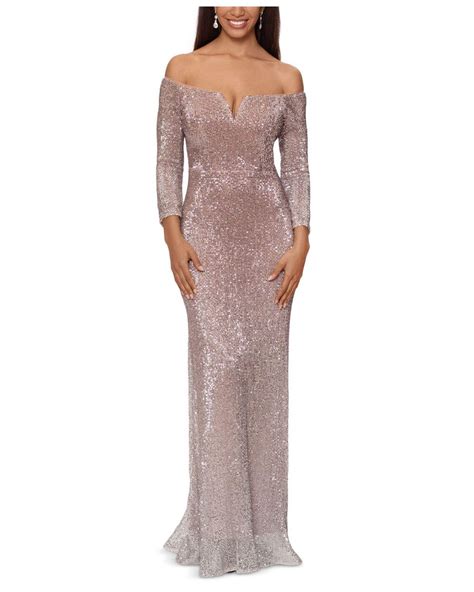 Xscape Sequin Off The Shoulder Gown Lyst