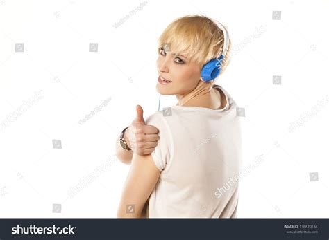 Happy Cute Short Haired Blonde Showing Stock Photo Shutterstock