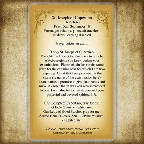 st joseph  cupertino prayer card patron  pilots etsy
