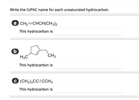 Select The Correct Iupac Name For Each Unsaturated Hydrocarbon.