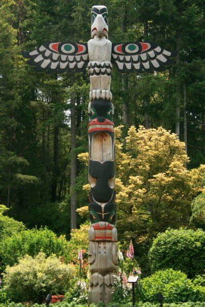 Totem Pole Butchart Gardens Victoria BC Canada Stock Photo By