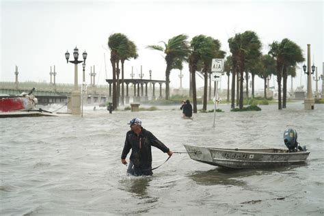 Floodwaters Sweep Into St Augustine From A Powerful Storm Surge The