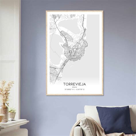 Torrevieja Spain Map Poster, Modern Home Decor Wall Art Print - Custom