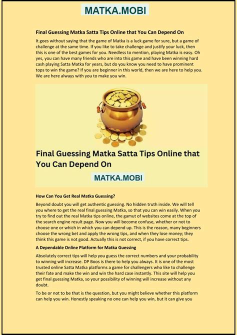 PPT - Final Guessing Matka Satta Tips Online that You Can Depend On ...