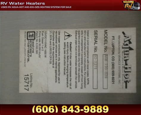RV Appliances USED RV AQUA HOT AHE 100 02S HEATING SYSTEM FOR SALE RV Water Heaters VEHICLE