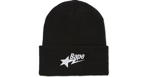 Lyst A Bathing Ape Bape Star Knitted Beanie In Black For Men