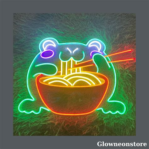 Glowneon Frog Eat Ramen Neon Sign Frog Led Sign Ramen Restaurant