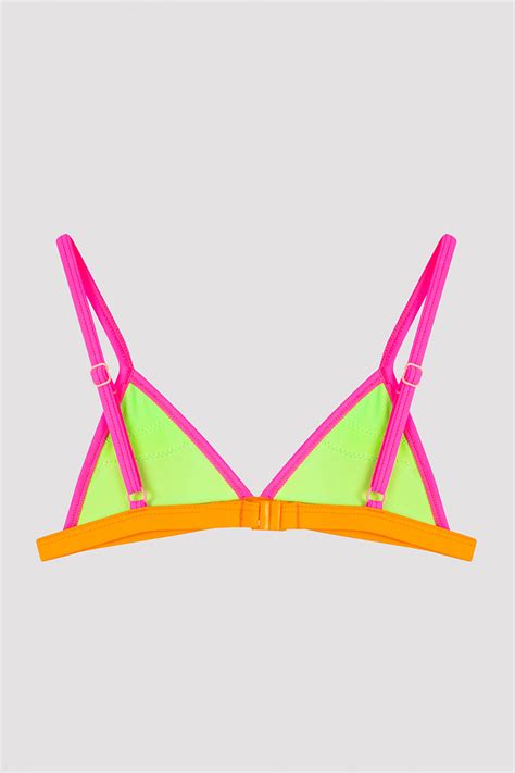 Çok Renkli Kız Çocuk Colorful Frill Triangle Bikini Set PLTOTN V IY MIX Çok Renkli Penti