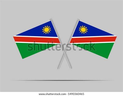 Two Metall Flagpole National Flag Republic Stock Vector Royalty Free