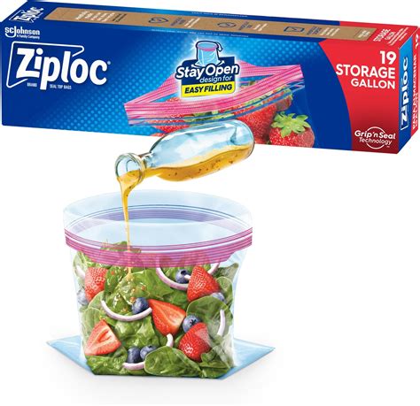 Amazon Ziploc Gallon Food Storage Bags Stay Open Design With