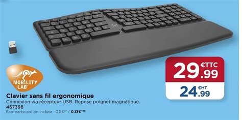 Promo Mobility Lab Clavier Sans Fil Ergonomique Chez Top Office