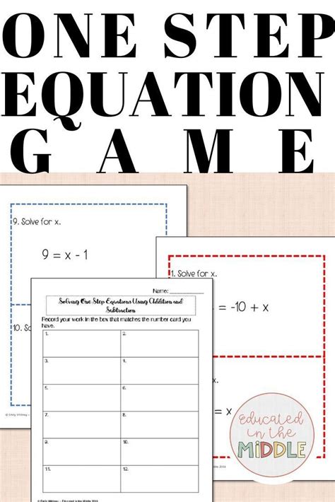 One Step Equation Activity SWAP Game One Step Equations Multi Step