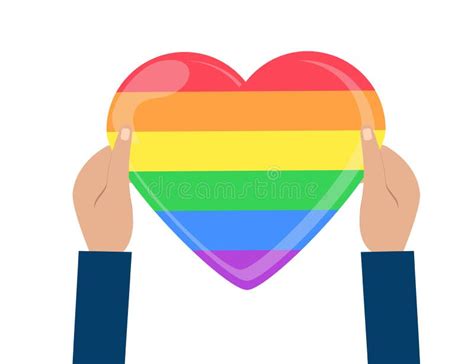 LGBT Rainbow Heart Celebrating Gay People Rights Same Sex Love Pride Stock Vector