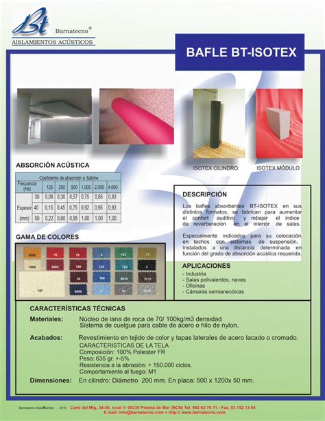 PDF Ficha Bt Isotex Bafle Barnatecno Los Bafles Absorbentes