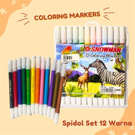 Jual Spidol Snowman Warna Spidol Mewarnai Pw A Ori Set Shopee