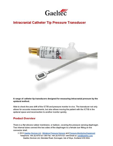 Intracranial Catheter Tip Pressure Transducer Gaeltec Devices Ltd By Gaeltec Devices Ltd Issuu