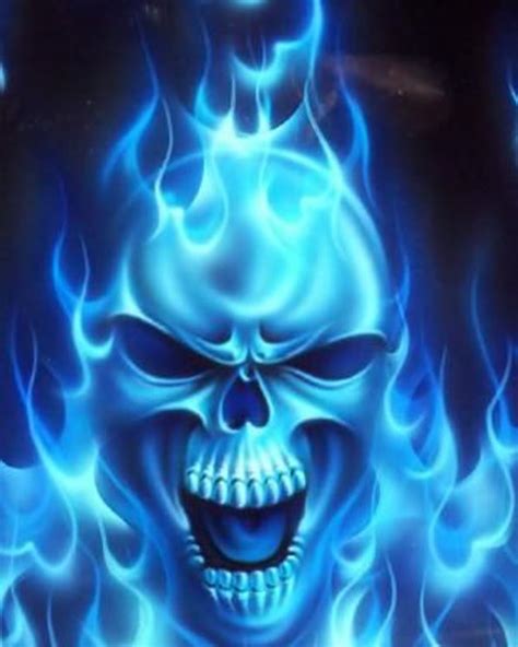 Blue Fire Skull Wallpaper - WallpaperSafari