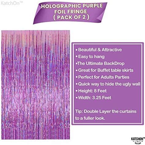 KatchOn Iridescent Purple Fringe Curtain 8x3 25 Feet Pack Of 2