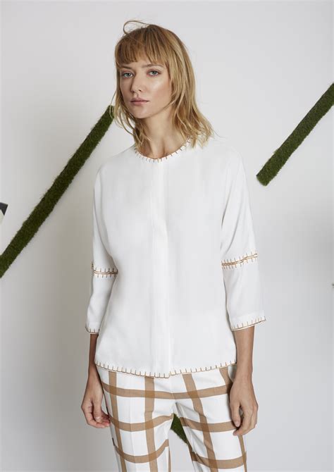 White Blouse With Three Quarter Length Sleeves