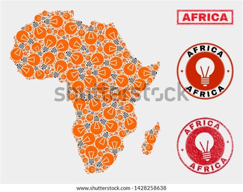 Illumination Bulb Mosaic Africa Map Rubber Stock Vector Royalty Free