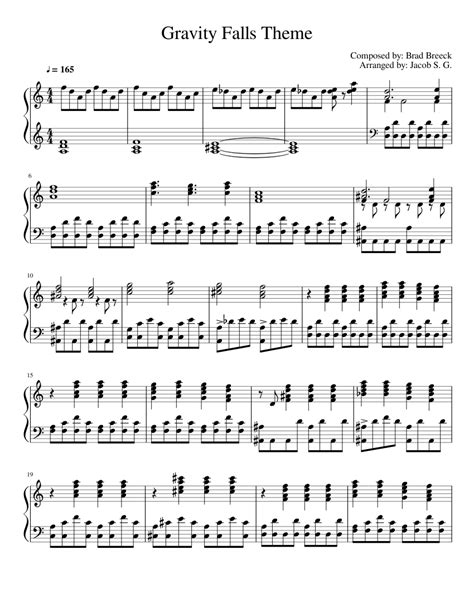 Gravity Falls Theme Song (Piano Cover) Sheet music for Piano | Download ...